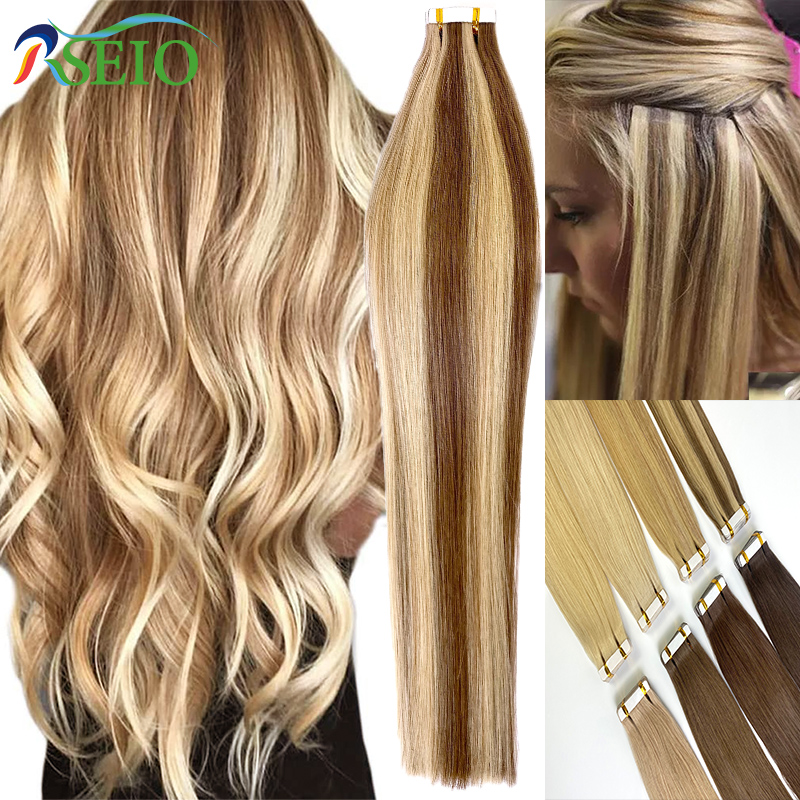 Invisible Tape In Extensions Real Hair - RSEIO-Extensions de Cheveux Humains Lisses, Vrais
