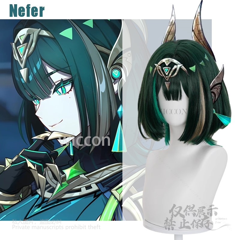 Synthetic Wigs - Jeu d'anime Genshin Impact nouveau Nefer