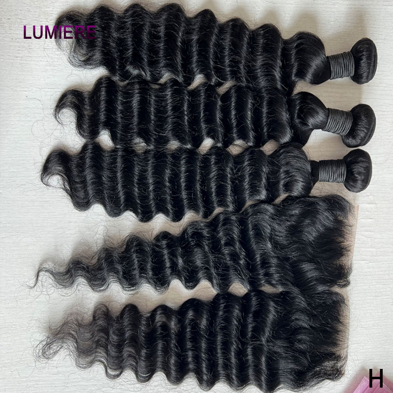 Extensions de cheveux humains  - Deep Wave 3 Bundles With Closure avis et prix