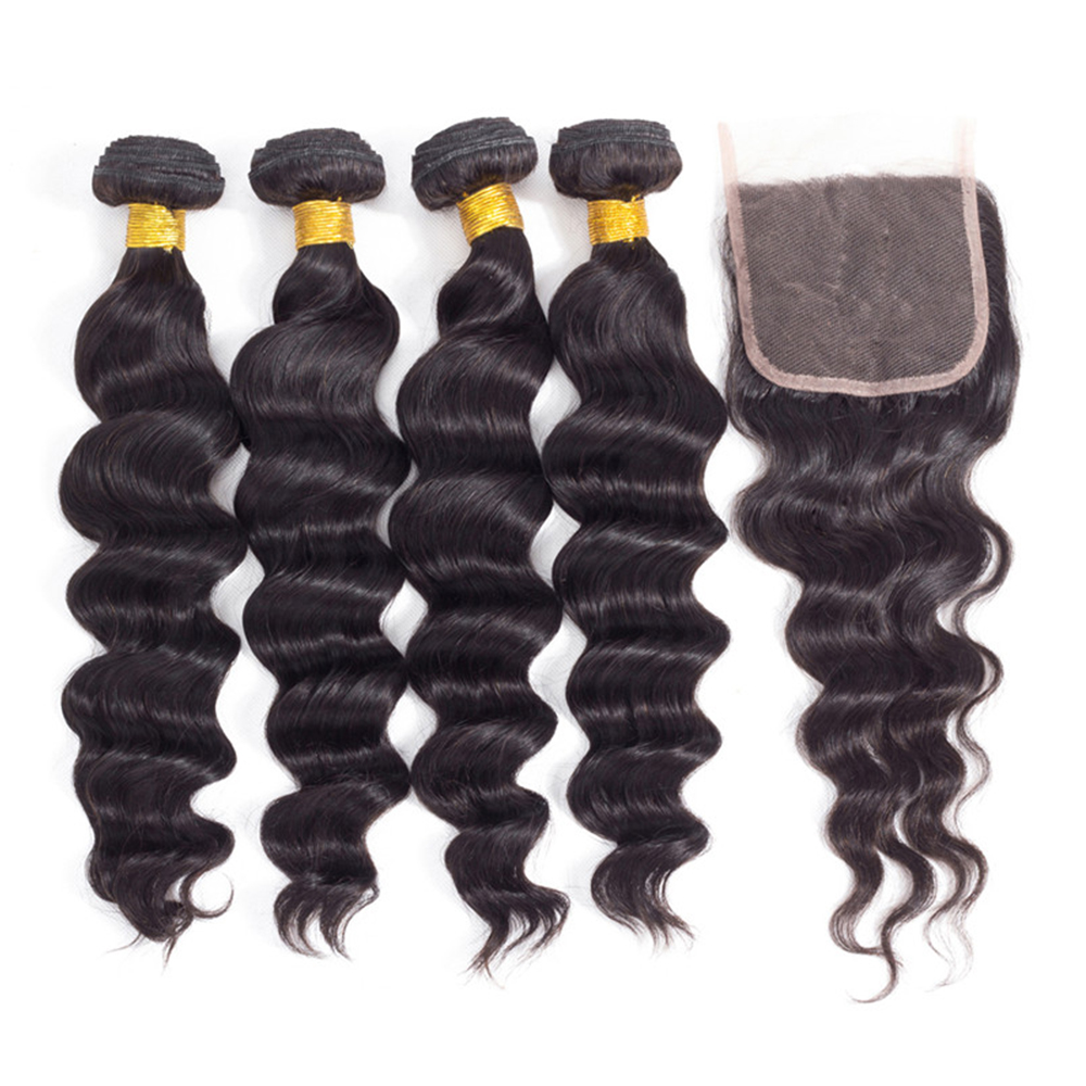 Extensions de cheveux humains  - Deep Wave 3 Bundles With Closure avis et prix