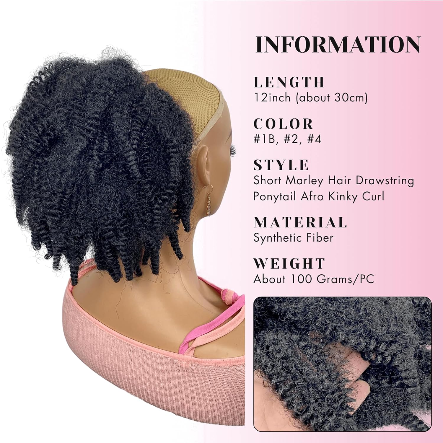 Queue de cheval synthétique co - Drawstring Afro Curly Puff Ponytail avis et prix
