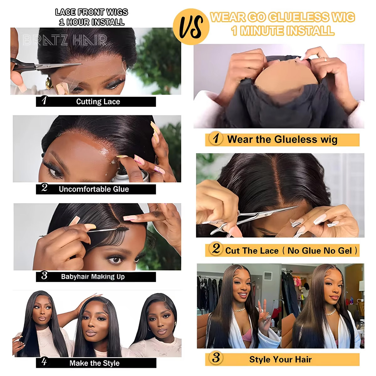 Perruque Bob Lace Front en Che - Glueless Wear And Go Human Hair Wig avis et prix